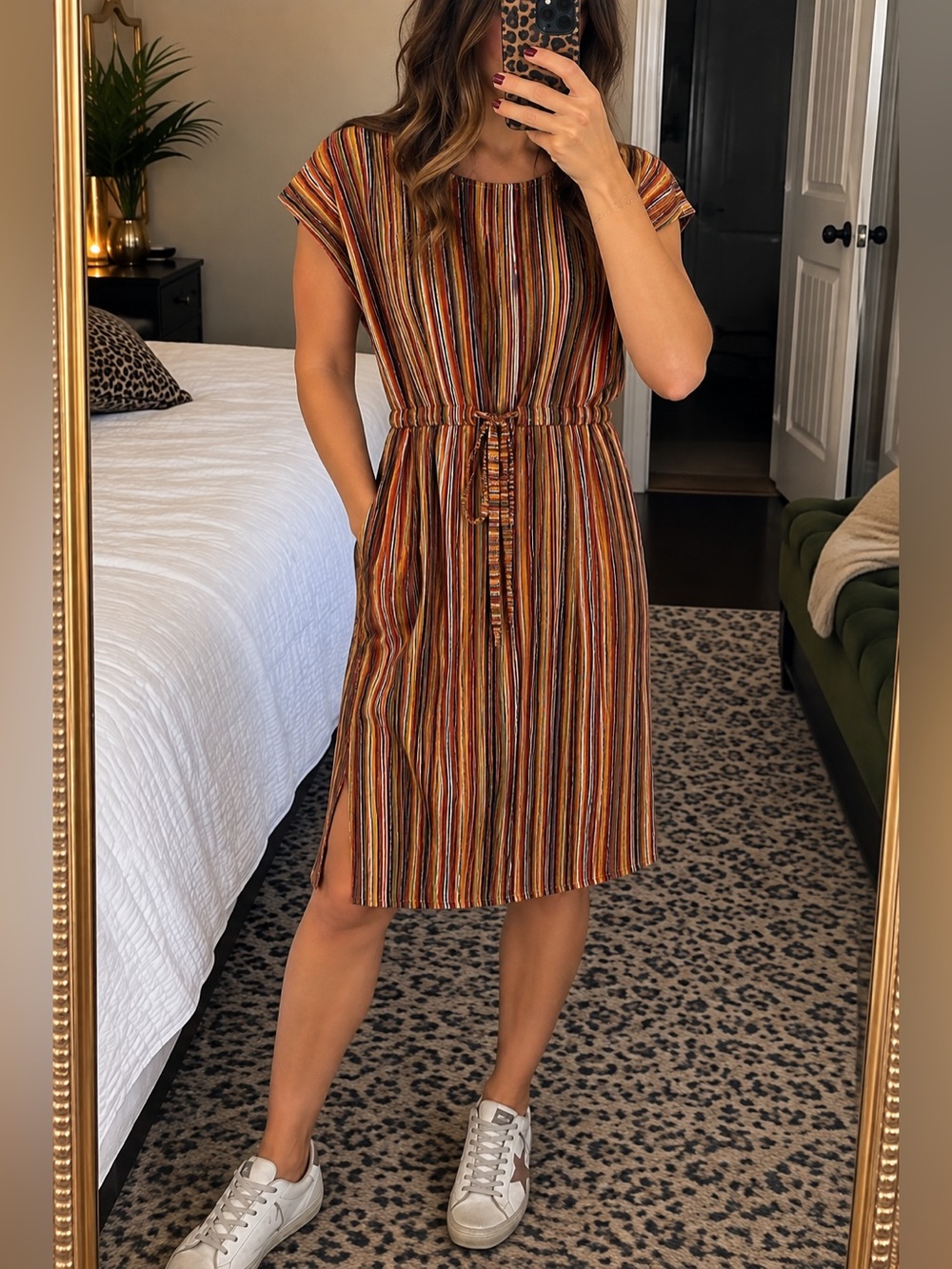 Maggy London Multicolor Striped Midi Dress Size 6